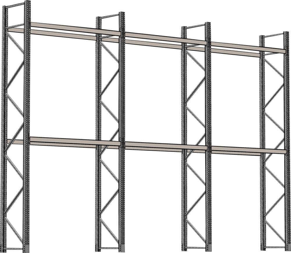 Palettenregal verzinkt 3 Felder á 2700 mm H 6000xT 1100mm 12 Holme 3000 kg