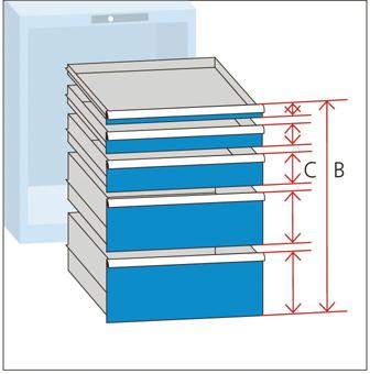 Schublade 54x36 E B918xT612xFH 250 mm RAL 5012 Tragkraft 200kg LISTA