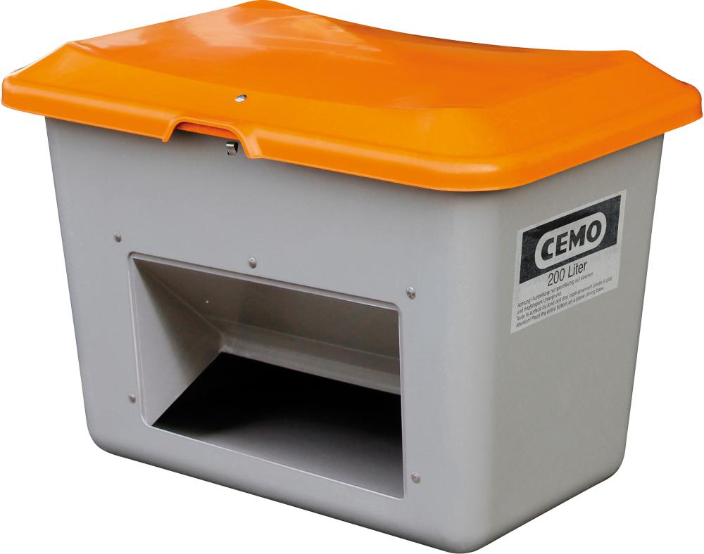 Streugutbehälter 200 l B890xT600xH640 mm mit Entnahmeöffnung grau/orange