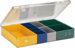 Sortimentkasten m.Deckel B307xT225xH50 mm mit 9 Einsätze LA-KA-PE