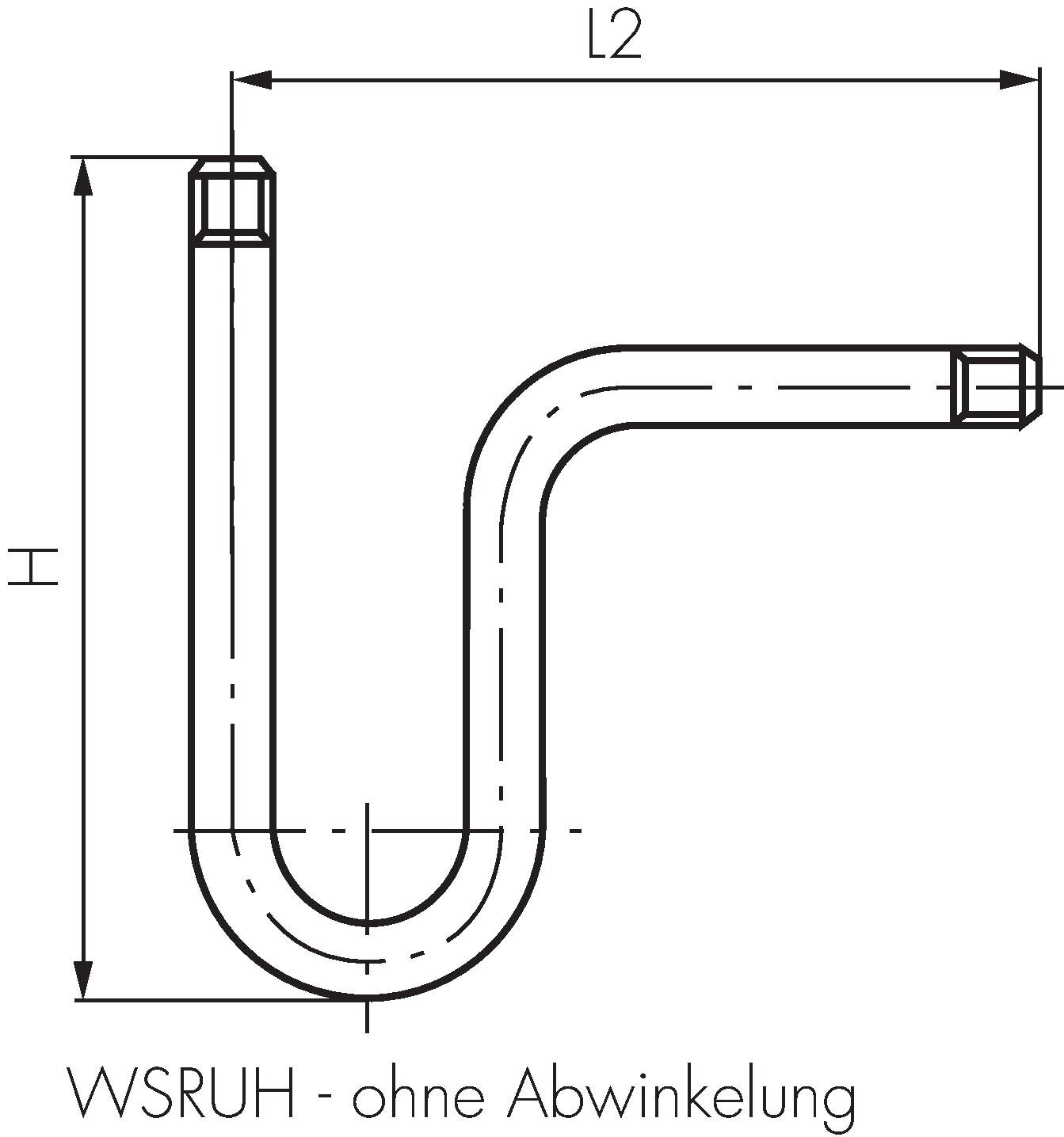 Zeichnung: Wassersackrohr U-Form, Bauform H