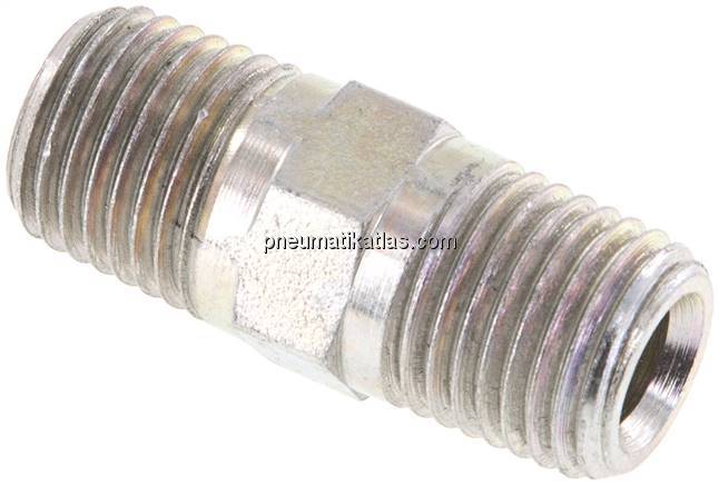 Doppelnippel NPT 1/4"-NPT 1/4", Stahl verzinkt