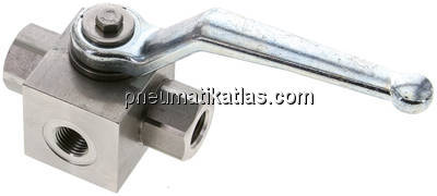 ES-Hochdruck-3-Wege Kugelhahn, L-Bohrung, G 1/4", 0 - 400bar