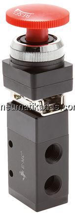 Exemplarische Darstellung: 3/2-Wege Not-Aus-Taster