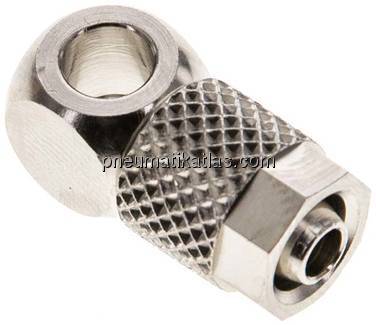 Verschraubung, L-Ringstück M 5-6x4mm, Messing vernickelt