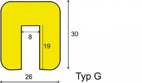 Kantenschutz Typ G, Zuschnitt mm gelb/schwarz selbstklebend Dancop