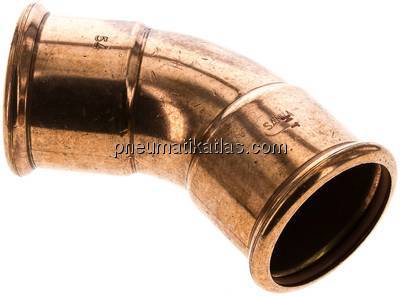 Pressfitting, 45° Bogen, 54mm innen, Kupfer / Kupferlegierung