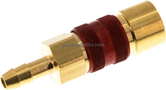 Kupplungsdose (NW5) 6 (1/4")mm Schlauch, rot, Achteck SW10