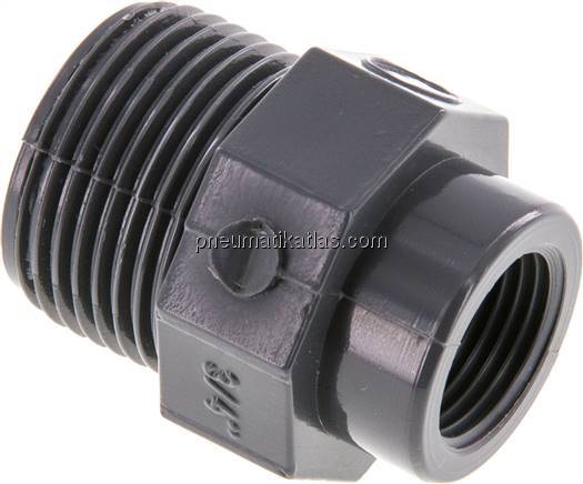 Reduziernippel G 3/4"(AG)-Rp 3/8"(IG), PVC-U