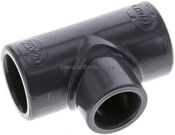 Klebemuffen-T-Stück, reduziert, PVC-U, 25x20x25mm