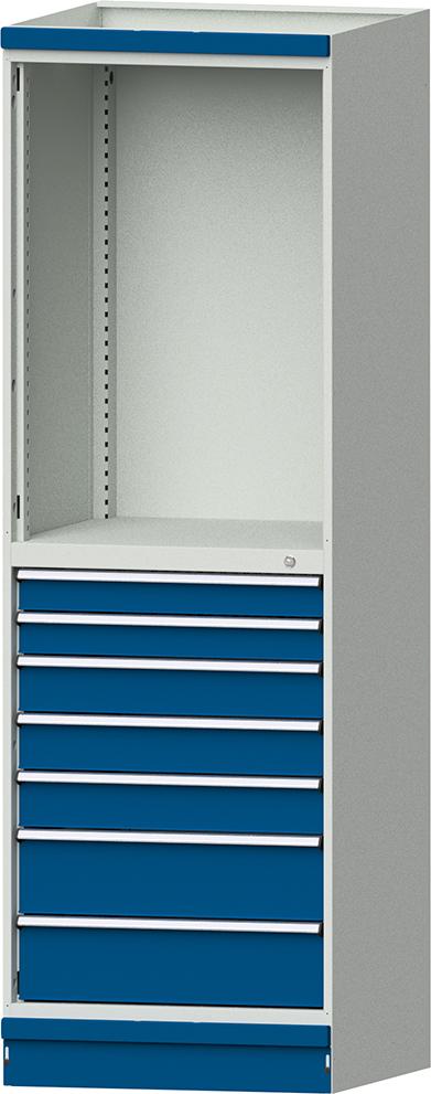 Modulschrank Modell 3005 B715xT720xH2200mm RAL 7035/5012 7 Schubladen