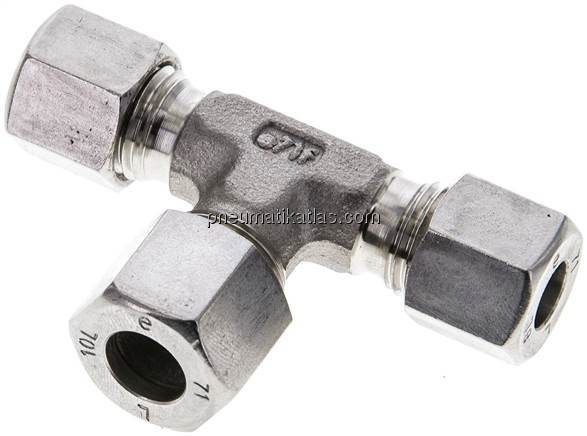 T-Schneidringverschraubung 8 L (M14x1,5)-10 L (M16x1,5)-8 L (M14x1,5), 1.4571