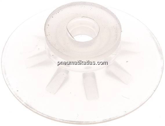 Flachsauger, Stützrippe, P-Serie, Ø 42x2mm, Silikon (50A), transparent