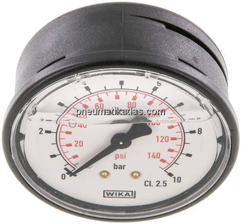 Glycerin-Manometer waagerecht (KU/Ms), 63mm, 0 - 10 bar