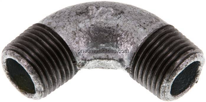 90°-Winkel R 1/2" (AG), Temperguss verzinkt