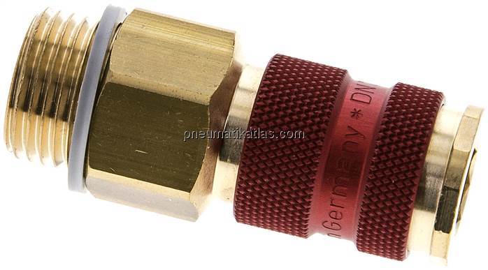 Kupplungsdose (NW7,2) G 1/2"(AG), rot, Achteck SW12