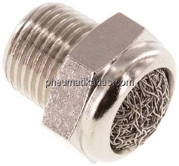 Schalldämpfer NPT 1/8", Drahtgewebe, Messing vernickelt
