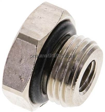 Reduziernippel G 1/8"(AG)-M 5(IG), Messing vernickelt (Elastomerabdichtung)