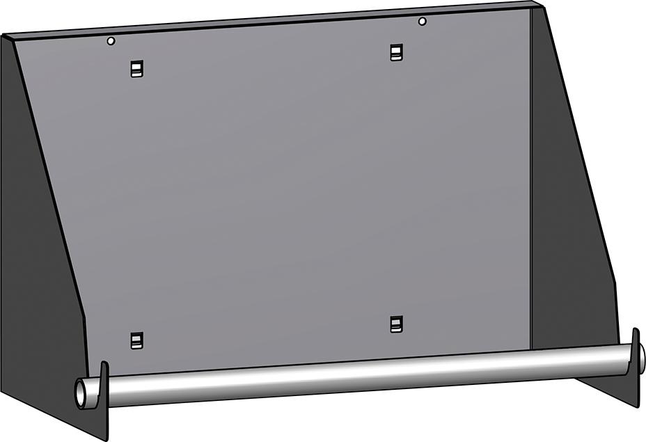 Halter für Papierrollen passend f. Lochwände Lochung 10X10 mm RAL 7019Rollenbreite bis 386 mm