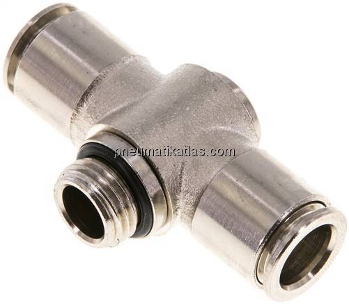 Kompakt-Steckanschluss, T-Stück, einfach, Messing vernickelt