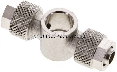 Verschraubung, T-Ringstück G 1/8"-8x6mm, Messing vernickelt