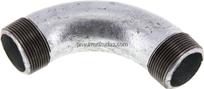 90°-Bogen R 1-1/2" (AG), Temperguss verzinkt