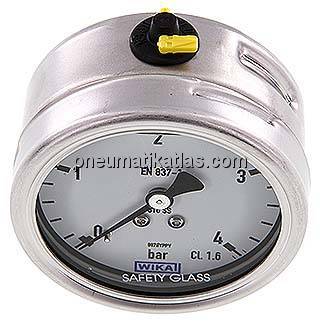 Chemie-Glycerin-Manometer waagerecht, 63mm, 0 - 4bar