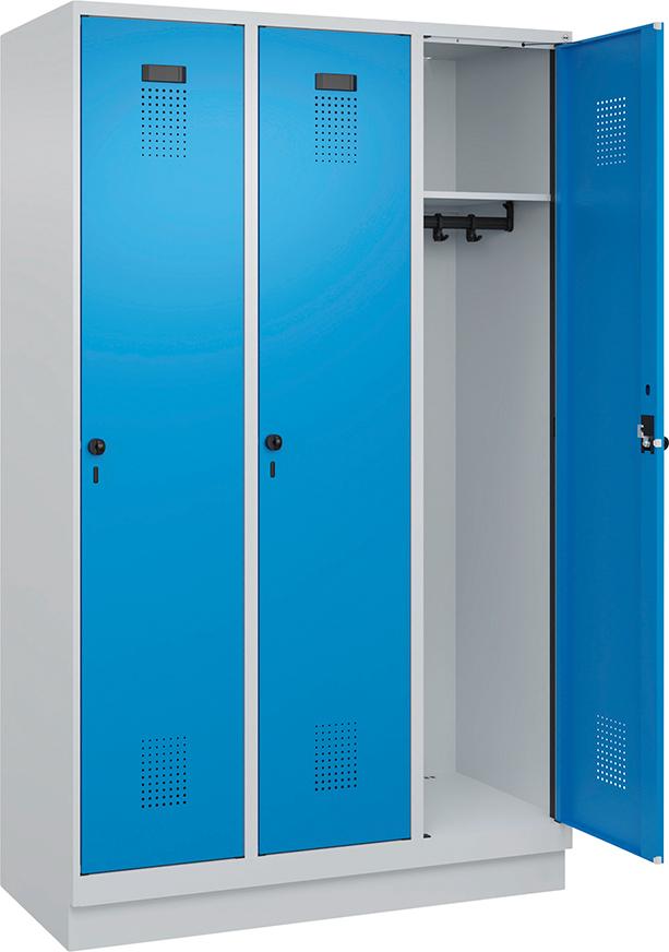 Spind Evolo PLUS 3 Abteile H1950xB1200xT500mm RAL7035/RAL5012 /S/7035