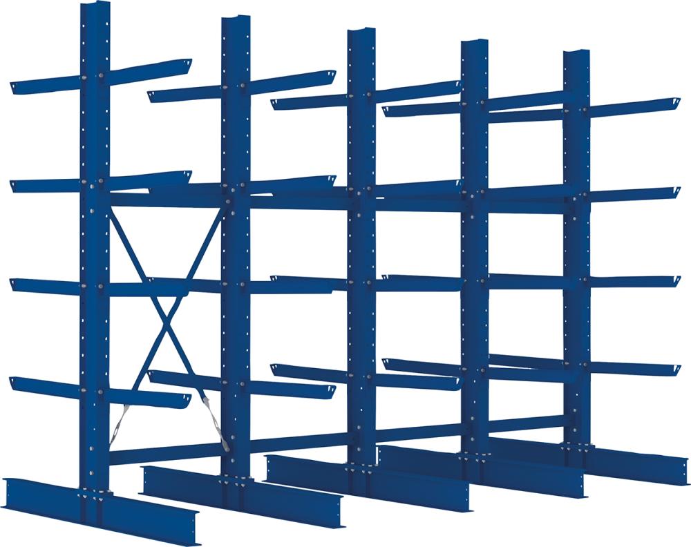 Kragarmregal Heavy B4090xT2x800xH3000 mm doppelseitig RAL 5010 5 Ebenen Traglast 3150kg