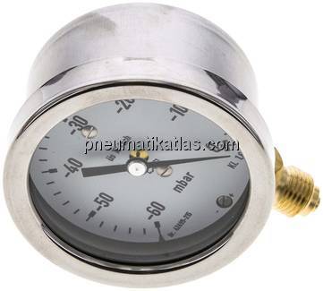 Manometer senkrecht 63mm, -0,06 bar bis 0 bar mbar, G 1/4"