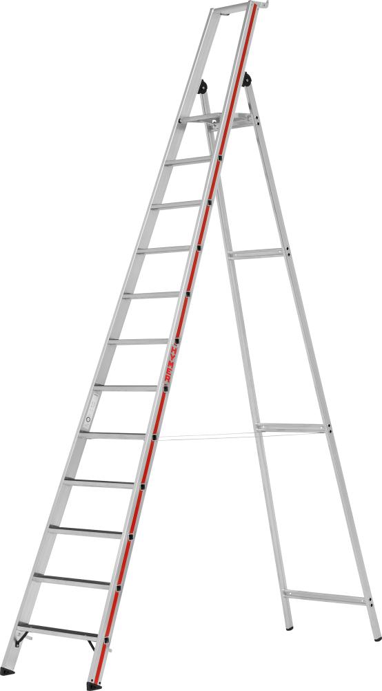 Stufenstehleiter R13 mit Plattform einseitig begehbar 12 StufenLänge 3,70 m