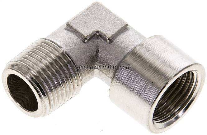 90°-Einschraubwinkel G 3/8"(IG)-R 3/8"(AG), Messing vernickelt