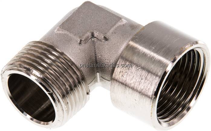 90°-Einschraubwinkel G 1"(IG)-R 1"(AG), Messing vernickelt