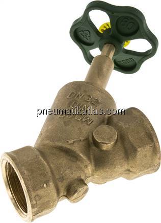 Schrägsitz-Absperrventil, Rp 1-1/4", PN 10, Messing, DVGW