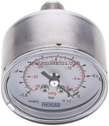 ES-Manometer waagerecht, 50mm, -1 bis 0 bar, G 1/4"