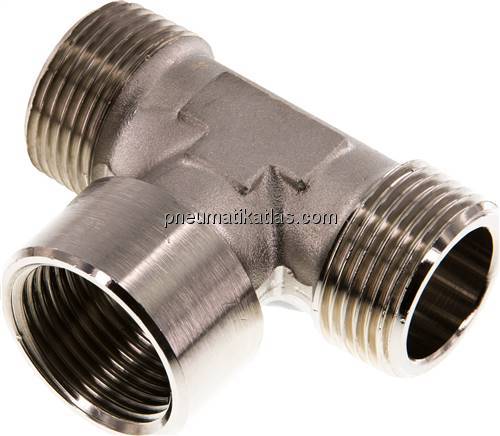 T-Stück R 1" (AG)-G 1" (IG), Messing vernickelt