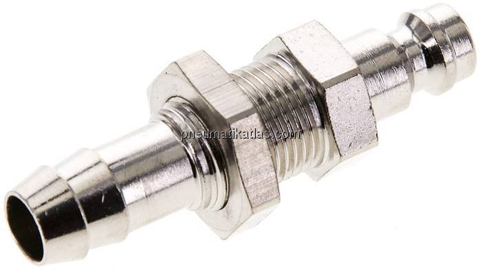 Schott-Kupplungsstecker (NW5) 9 (3/8")mm Schlauch, Messing vernickelt