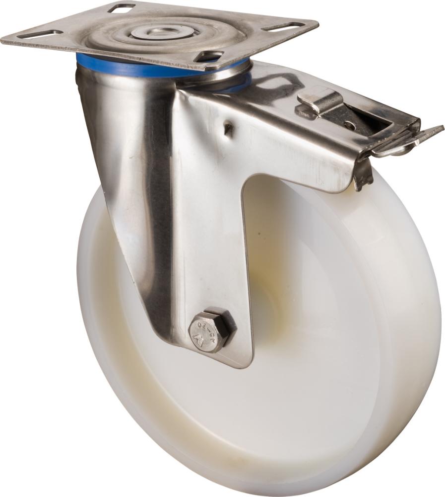 Lenkrolle 200mm H120 Platte,Kst.weiß,ER,GL,Fest. H120.A90.200 BS ROLLEN