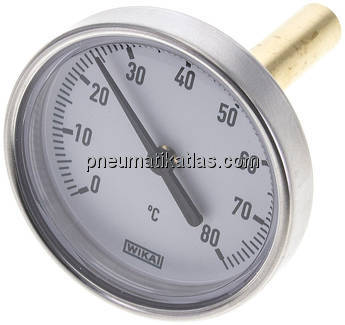 Bimetallthermometer, waagerecht D63/0 bis +80°C/60mm