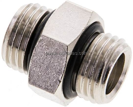 Doppelnippel G 1/4"-G 1/4", Messing vernickelt (Elastomerdichtung)