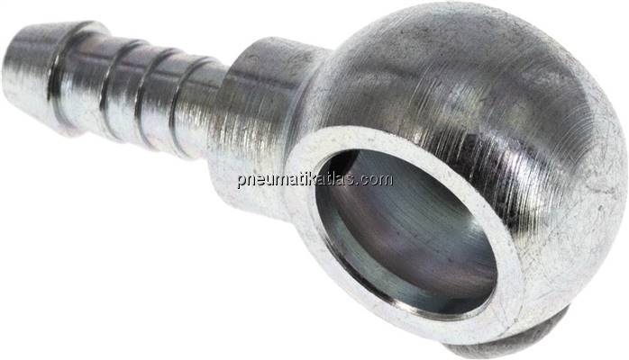 Schlauchnippel 12mm Ring, 5 - 6mm, Stahl verzinkt