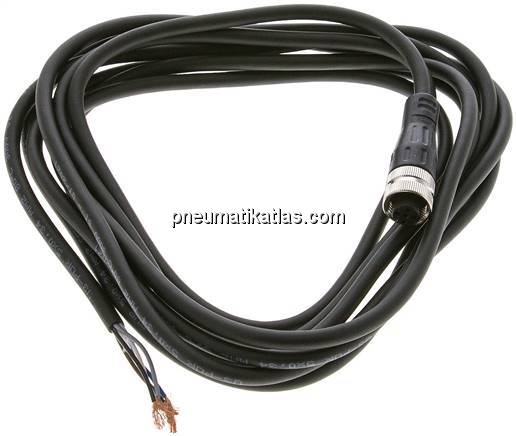 Kabel mit M12-Kupplung, 3 m, gerade, 5 lose Kabelenden (Pin 1 bis 5)