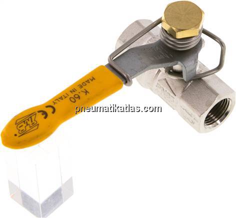 Messing-Kugelhahn, G 3/8", -0,98 bis 65bar, federschließend