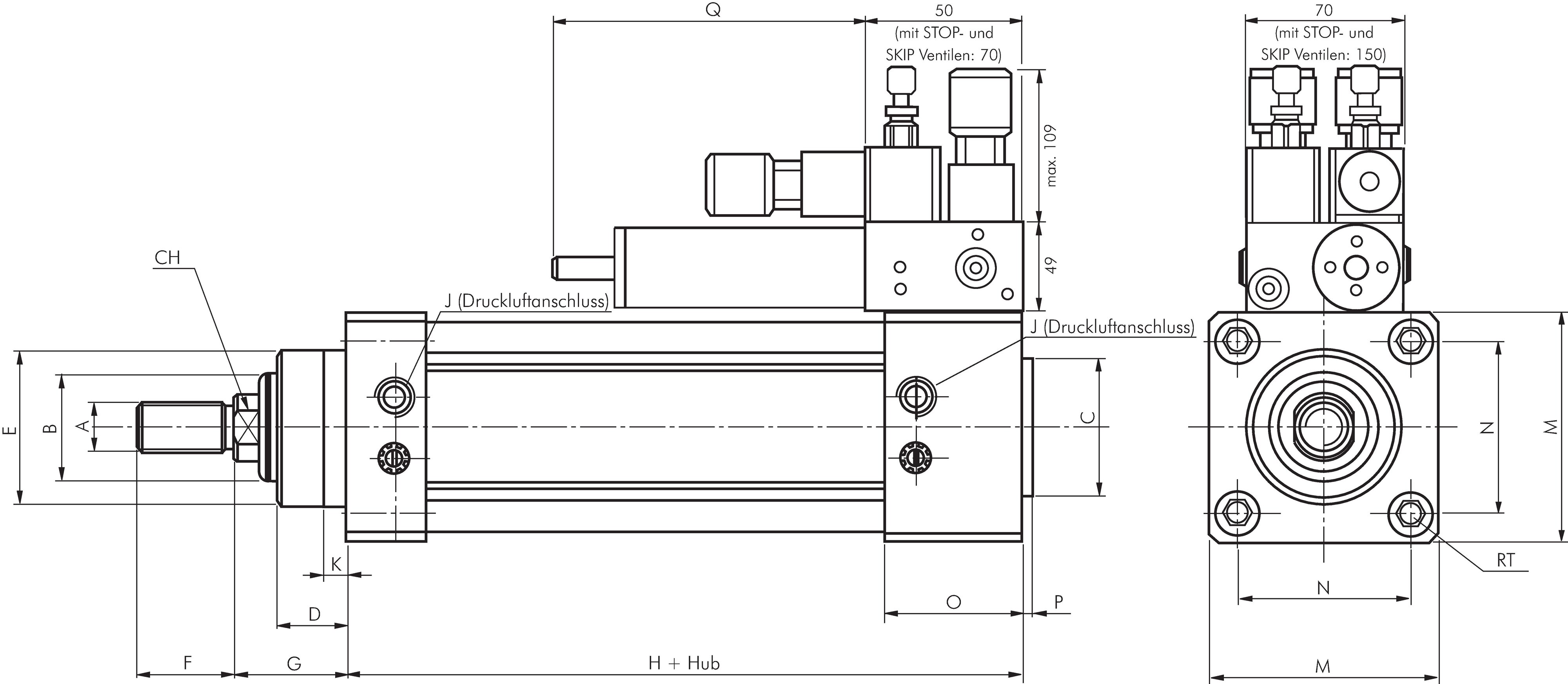 Zeichnung: Ölbremszylinder