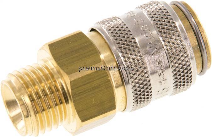 Temperierkupplungsdose 9mm Zapfen,G 1/4"(AG), Messing