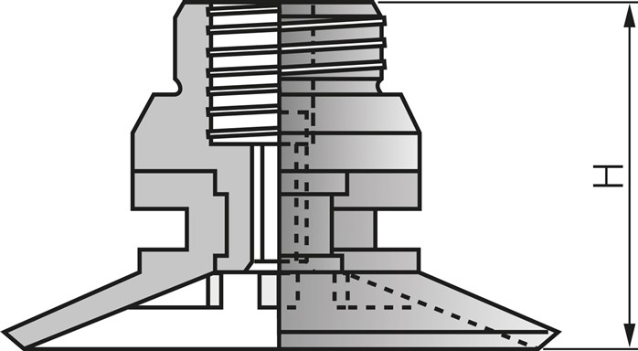 Zeichnung: Montagebeispiel: Flachsauger mit Stützr