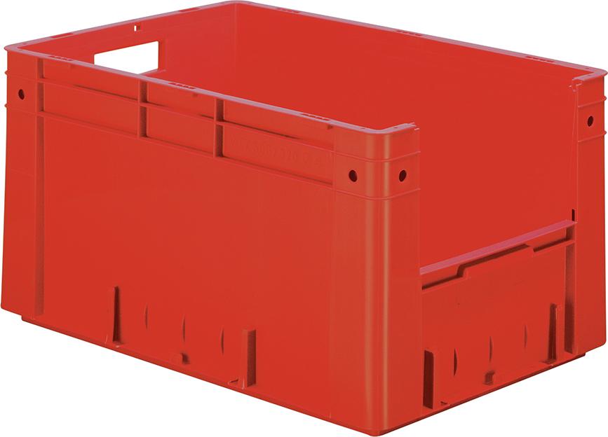 Sichtlagerkasten rot B400xT600xH320 mm Auflast 600kg, VE 2 Stk. mit Griffloch LA-KA-PE