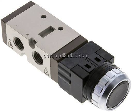 5/2-Wege Ventil G 1/4", Drucktaster schwarz