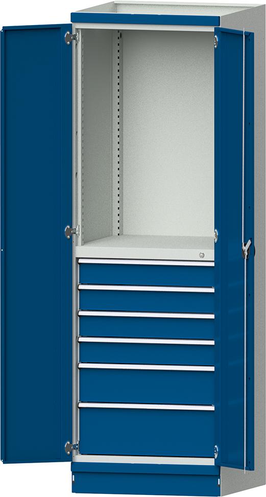 Modulschrank Modell 3007 B715xT720xH2200mm RAL 7035/5012 6 Schubladen