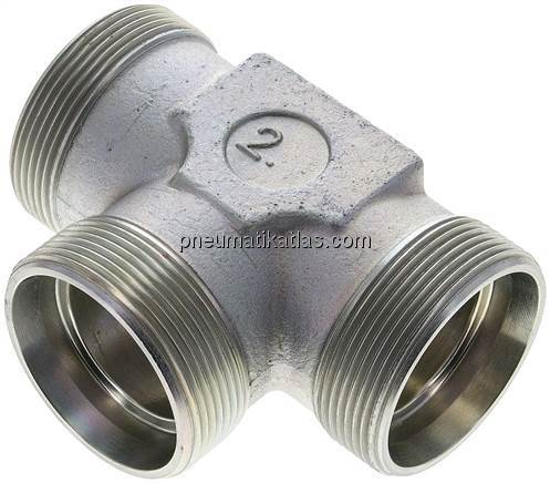 T-Schneidringverschraubung 42 L (M52x2), ohne Mutter & Schneidring, Stahl verzin